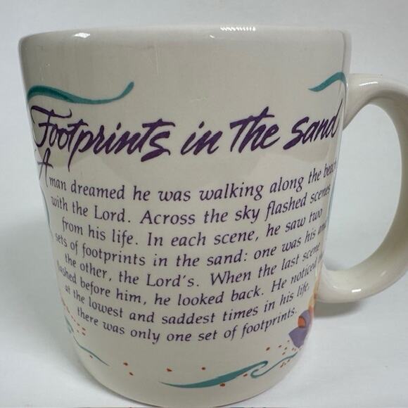 American Greetings Designer Collection Coffee Mug/Cup Footprints in the Sand - Picture 8 of 12